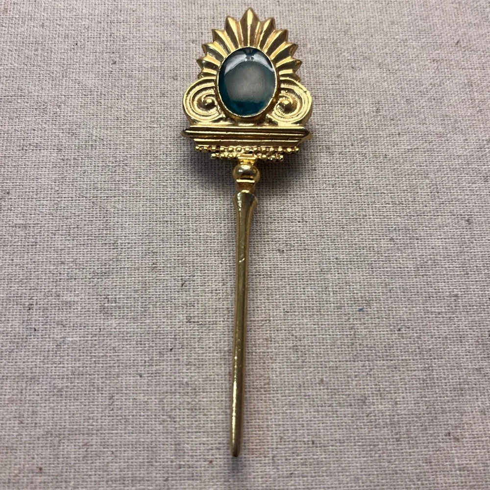 ✨ Unique Vintage Gold & Green Brooch - Picture 2 of 7